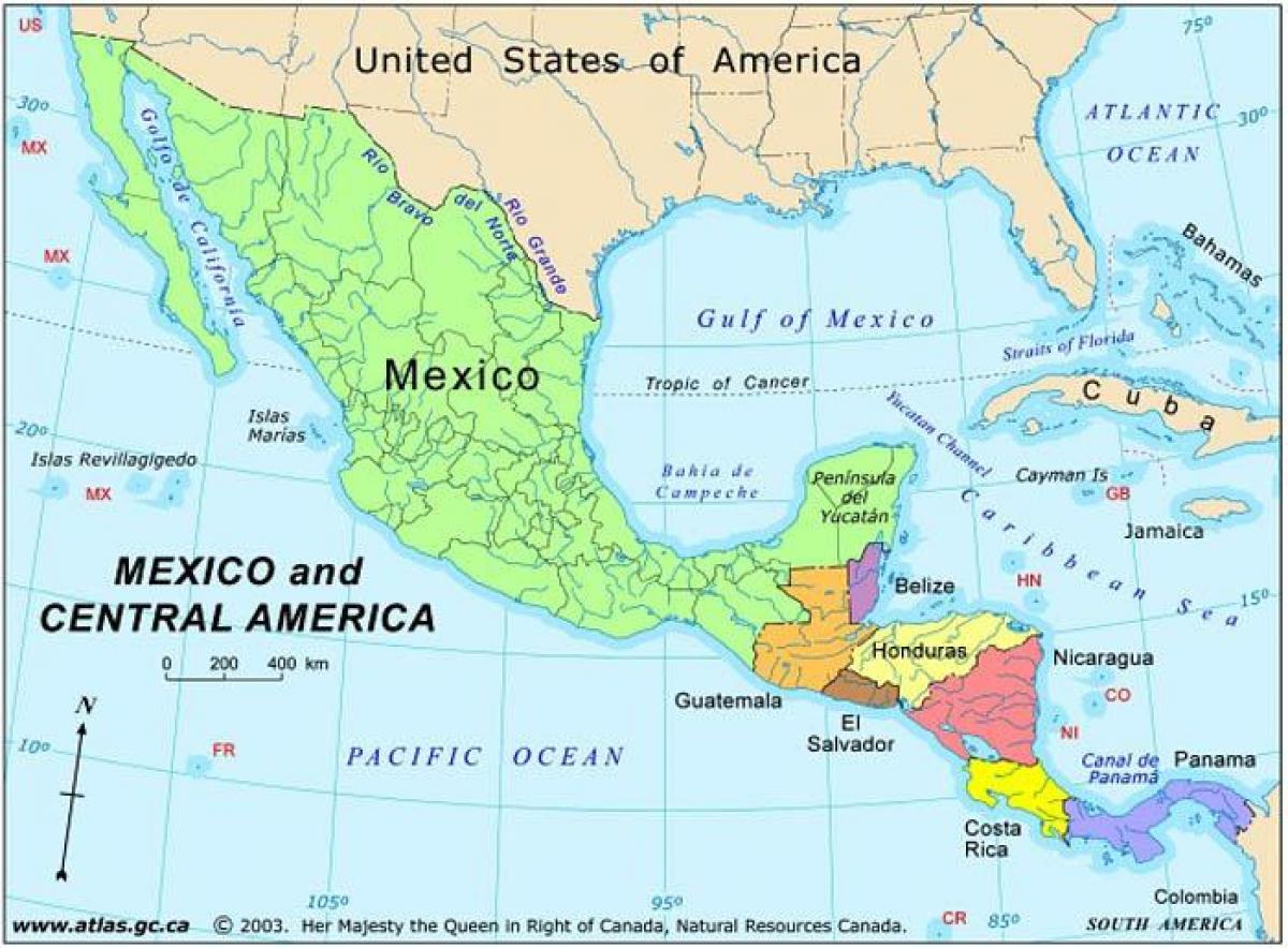 kaart Mehhiko ja kesk-ameerika