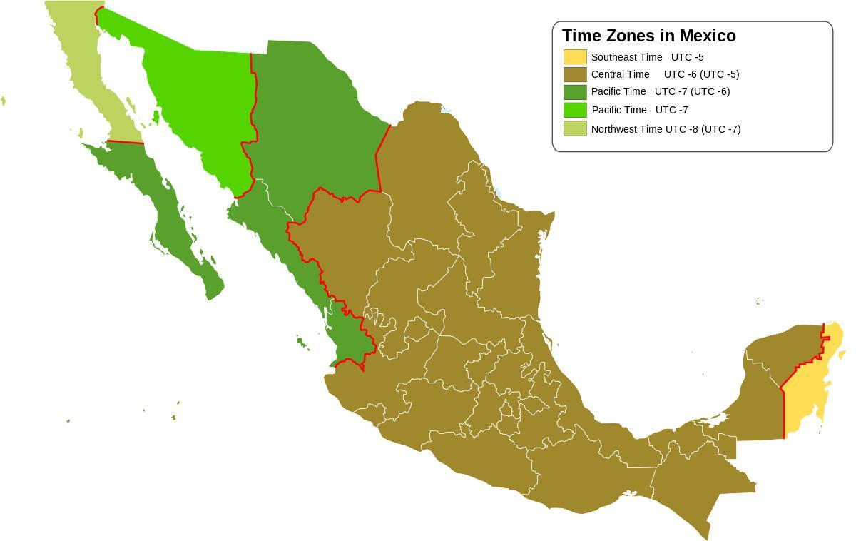ajavööndi kaardil Mehhiko