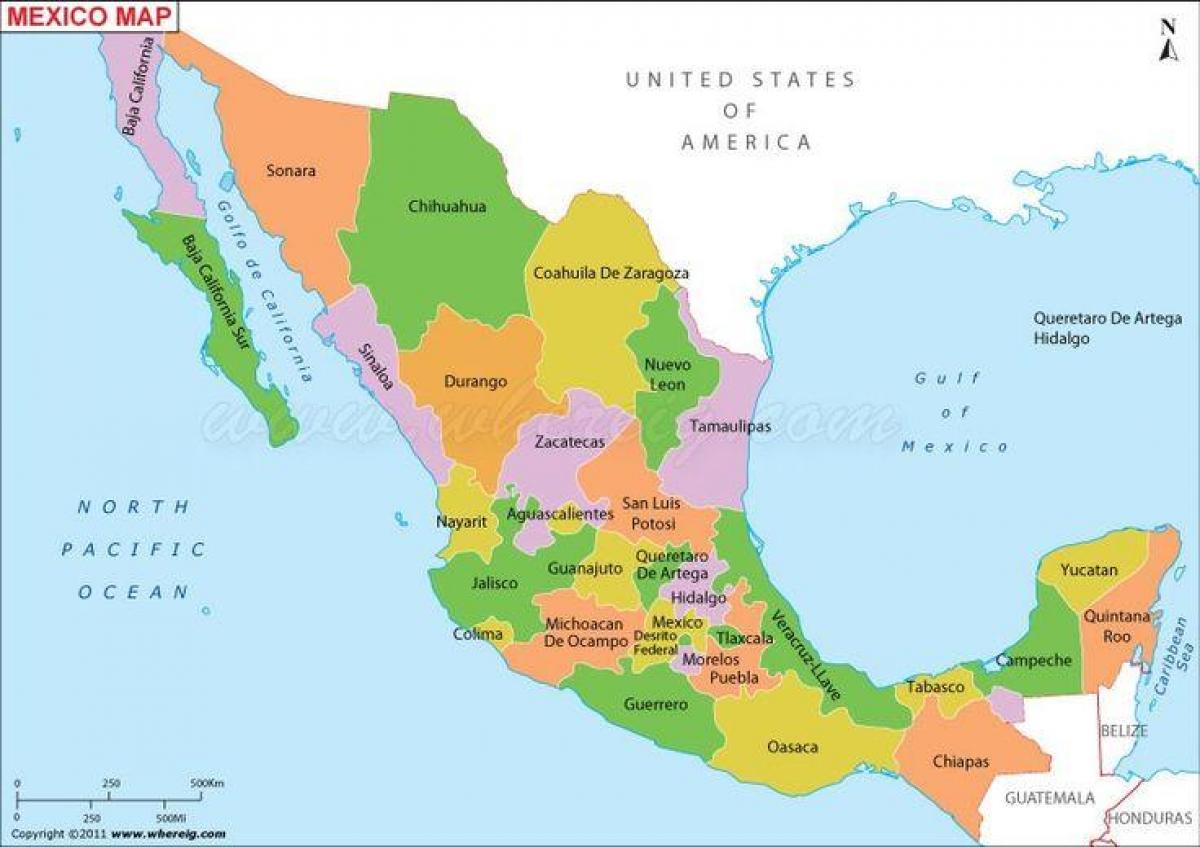 kaart Mehhiko ühendriigid