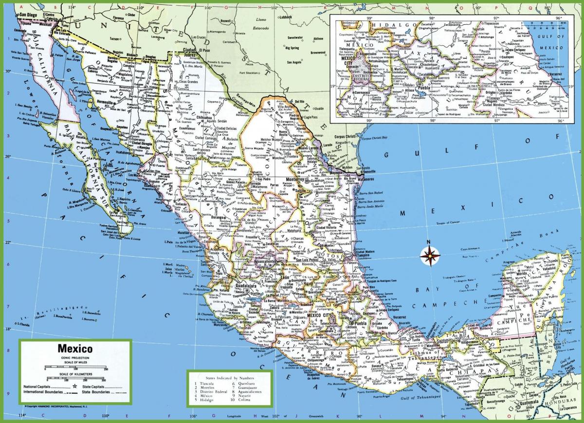 linnad Mehhiko kaart