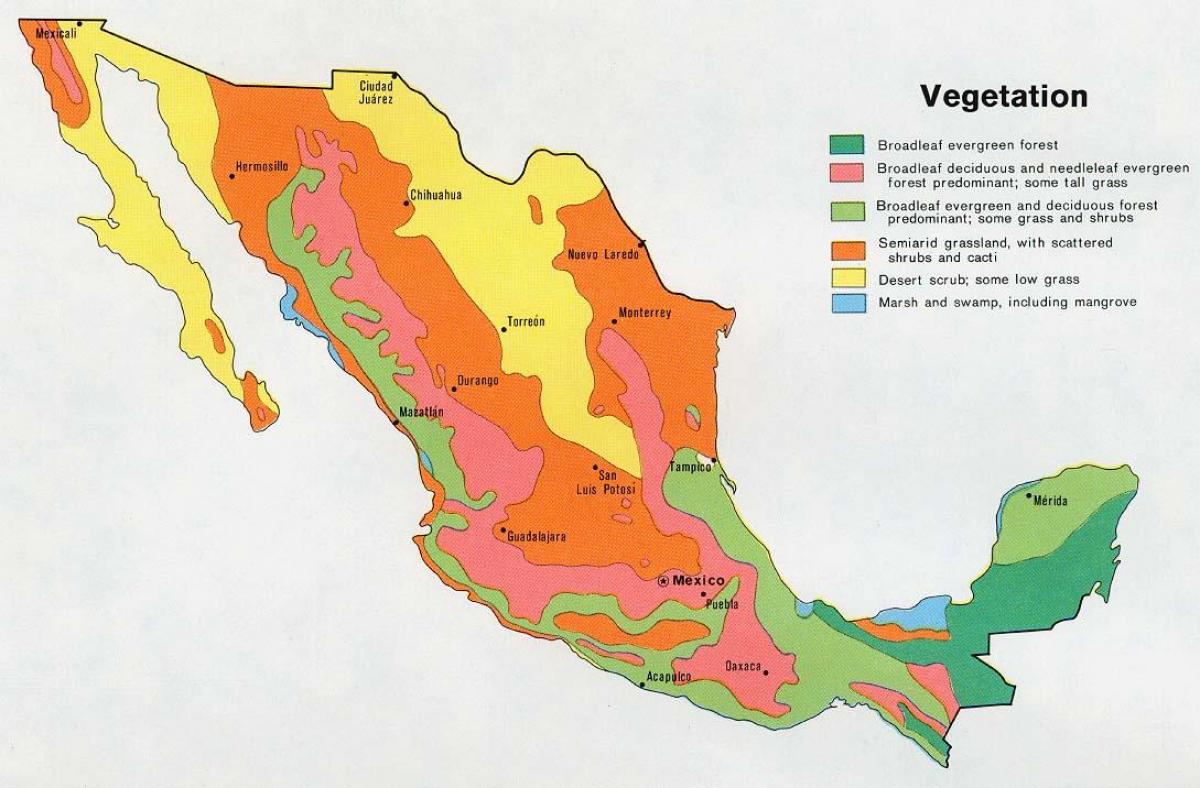 kaart Mehhiko natual ressources