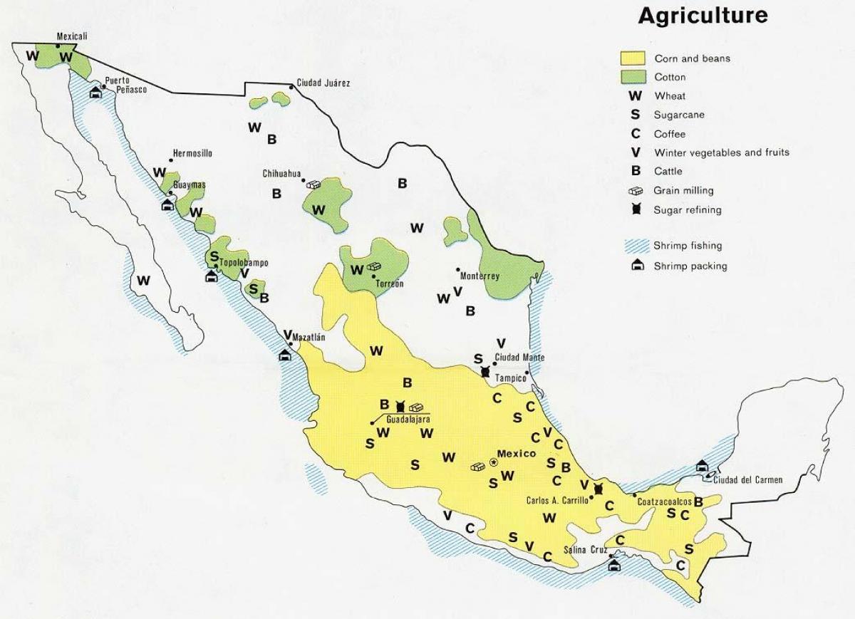 kaart Mehhiko põllumajandus