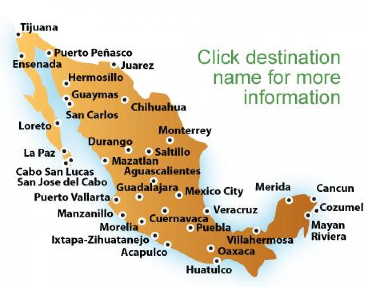 kaart rannad Mehhiko