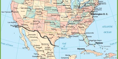 Kaart usa Mehhiko
