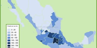 Rahvastiku tiheduse kaart, Mehhiko
