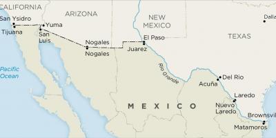Usa ja Mehhiko piiri kaardil